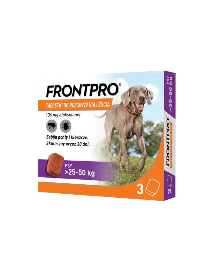 FRONTPRO Tabletki na pchły i kleszcze dla psa ('gt;25-50 kg) - 3x 136mg główny