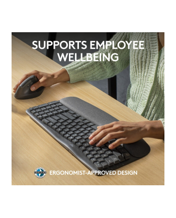 Klawiatura bezprzewodowa Logitech Wave Keys For Business czarna ergonomiczna