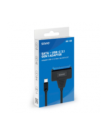 Kabel adapter SAVIO AK-69 USB-C 3.1 Gen 1 (M) - SATA (F) do dysków 2.5''