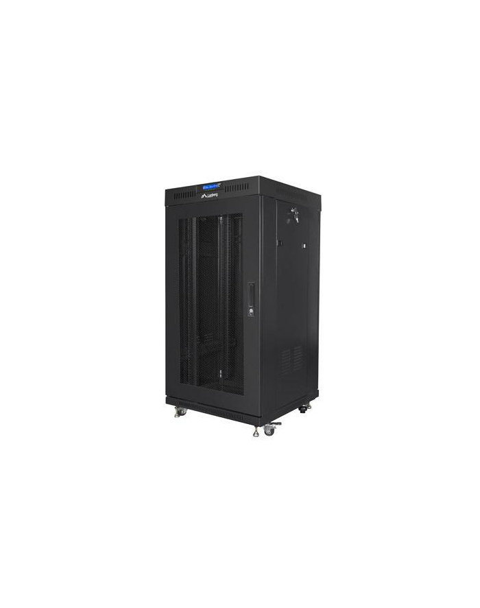 Szafa instalacyjna stojąca 19'' 22U 600x600 czarna drzwi perforowane LCD Lanberg (flat pack) główny