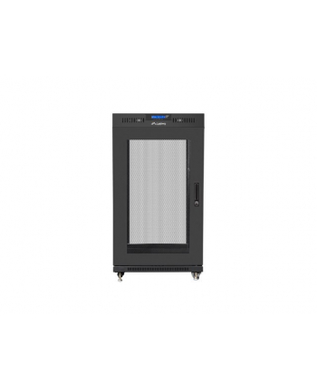 Szafa instalacyjna stojąca 19'' 22U 600x600 czarna drzwi perforowane LCD Lanberg (flat pack)