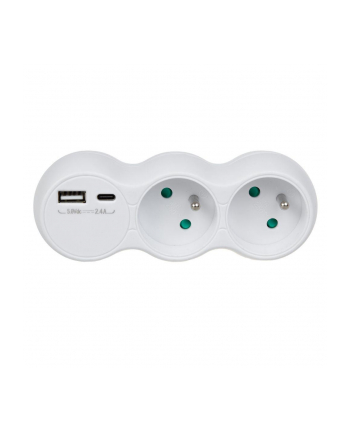 Gniazdko prądowe Maclean, rozgałęźnik z 2 gniazdami, 2x USB A/C, typu E, 2x16A, MCE339 E