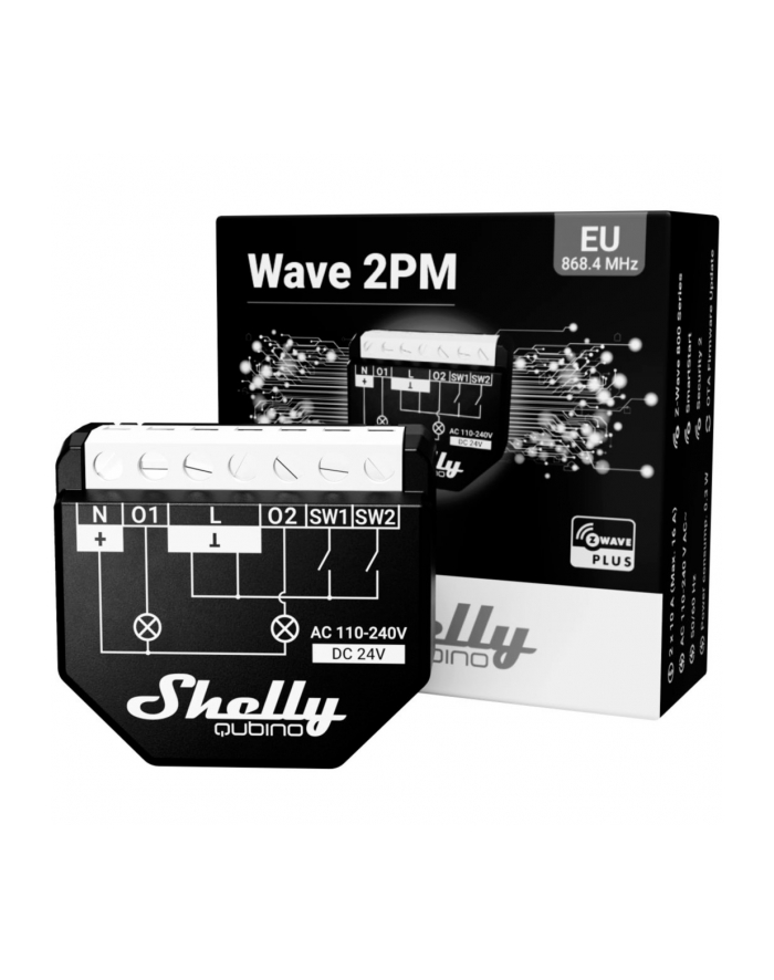 Shelly Wave 2PM, relay (Kolor: CZARNY, pack of 4) główny