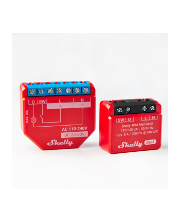 Shelly Plus 1PM Mini Gen3, relay (red)