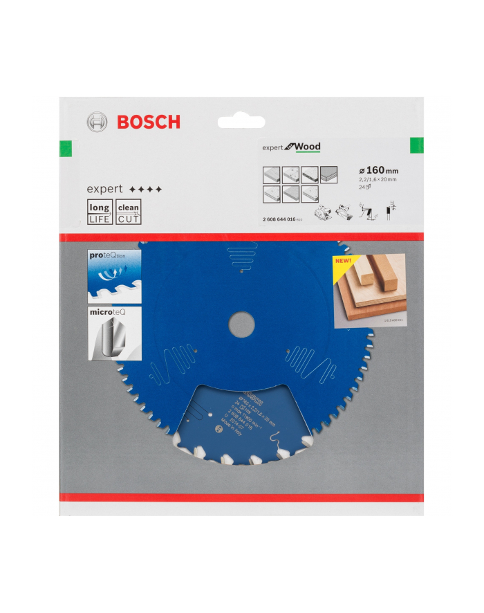 bosch powertools Bosch circular saw blade Expert for Wood, 160mm, 24Z (bore 20mm, for hand-held circular saws) główny