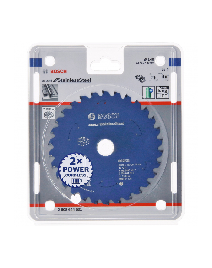 bosch powertools Bosch circular saw blade Expert for Stainless Steel, 140mm, 30Z (bore 20mm, for cordless hand-held circular saws) główny