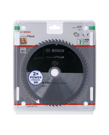 bosch powertools Bosch circular saw blade Standard for Wood, 190mm, 60Z (bore 30mm, for cordless hand-held circular saws)