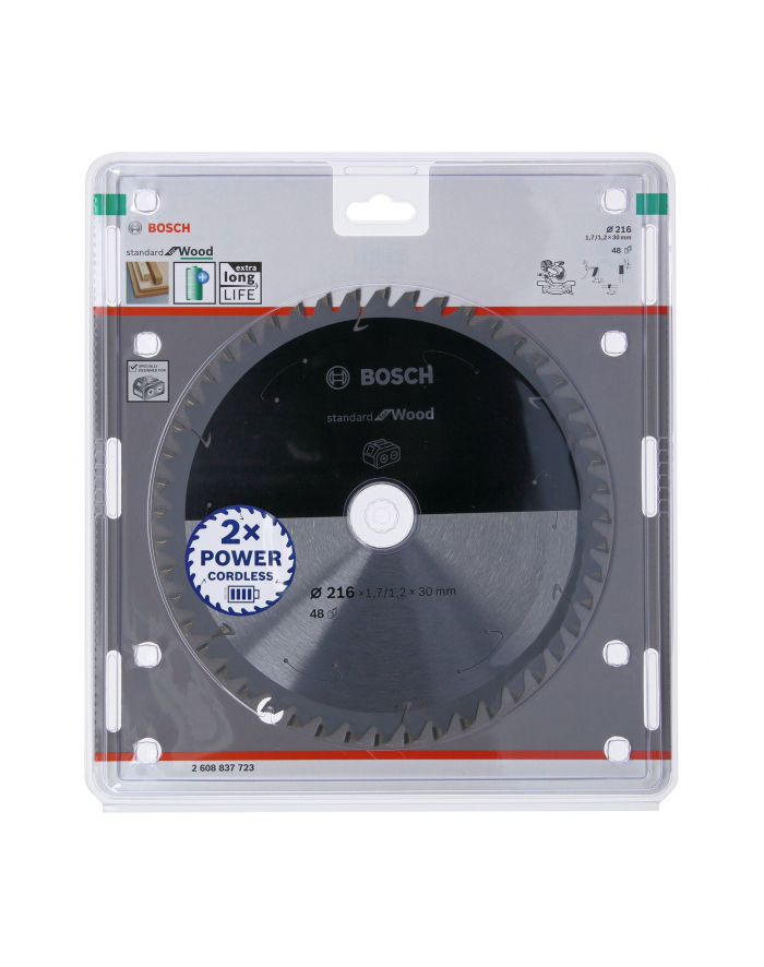 bosch powertools Bosch circular saw blade Standard for Wood, 216mm, 48Z (bore 30mm, for cordless chop saws) główny