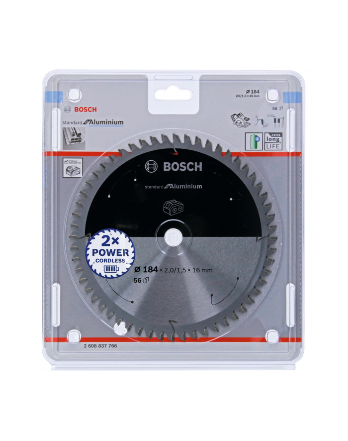 bosch powertools Bosch circular saw blade standard for aluminum, 184mm, 56Z (bore 16mm, for cordless hand-held circular saws) główny