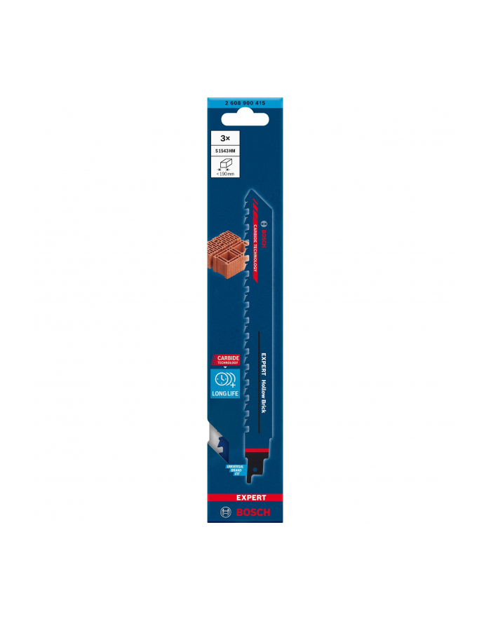 bosch powertools Bosch Expert reciprocating saw blade 'Hollow Brick' S 1543 HM, 3 pieces (length 240mm) główny