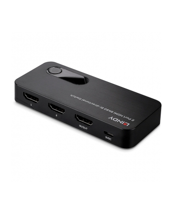 Lindy 2-Port HDMI Switch 2.1 8K60 HDR (Kolor: CZARNY, bidirectional)