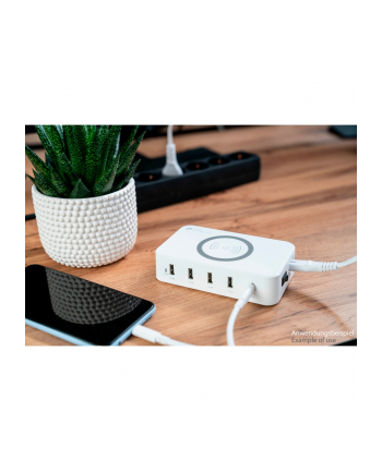 Good Connections USB desktop charging station 60 watts, 5-port (Kolor: BIAŁY, 10W Qi wireless charging, USB-A, USB-C)