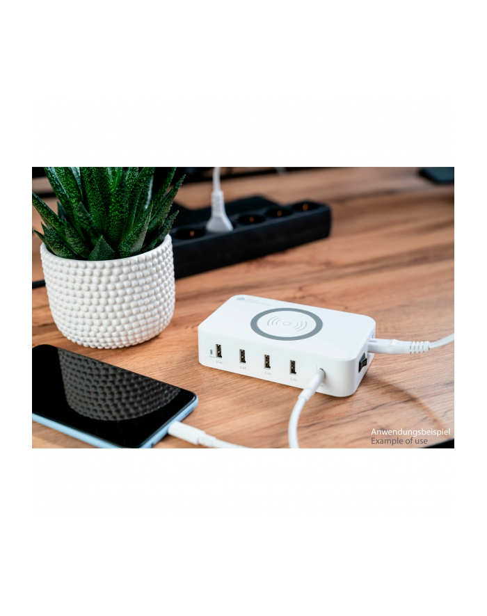 Good Connections USB desktop charging station 60 watts, 5-port (Kolor: BIAŁY, 10W Qi wireless charging, USB-A, USB-C) główny