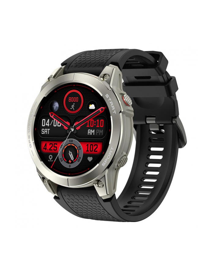 Smartwatch sportowy Manta Activ X GPS srebrny + pomarańczowy pasek główny