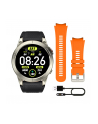 Smartwatch sportowy Manta Activ X GPS srebrny + pomarańczowy pasek - nr 2