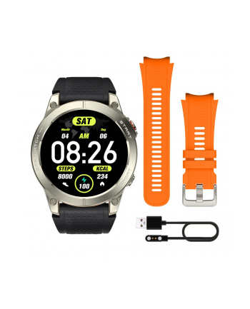 Smartwatch sportowy Manta Activ X GPS srebrny + pomarańczowy pasek