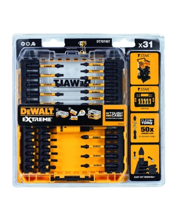 D-EWALT EXTREME FLEXTORQ screwdriver bit set DT70734T, 31-piece bit set (yellow, including magnetic bit holder)