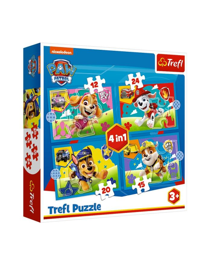 Puzzle 4w1 Biegnące Pieski. Psi Patrol PAW PATROL 34628 TREFL główny