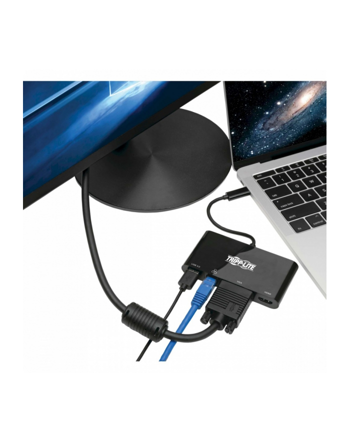eaton Wieloportowy adapter USB-C 4K HDMI, VGA, USB-A, GbE, HDCP U444-06N-HV4GUB Czarny główny