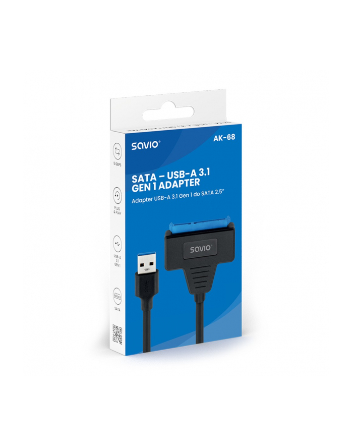 savio Adapter USB-C 3.1 Gen 1 (M) - SATA (F) do dysków 2.5 cala , AK-68 główny