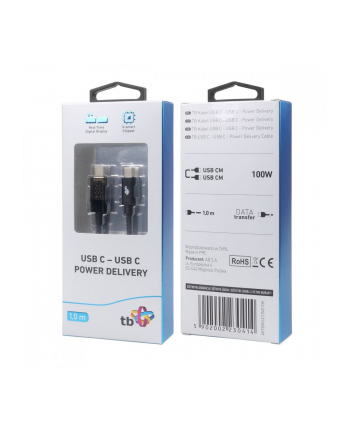 tb Kabel USB C - USB C 1m ze wskaźnikiem mocy ładowania (100 W)