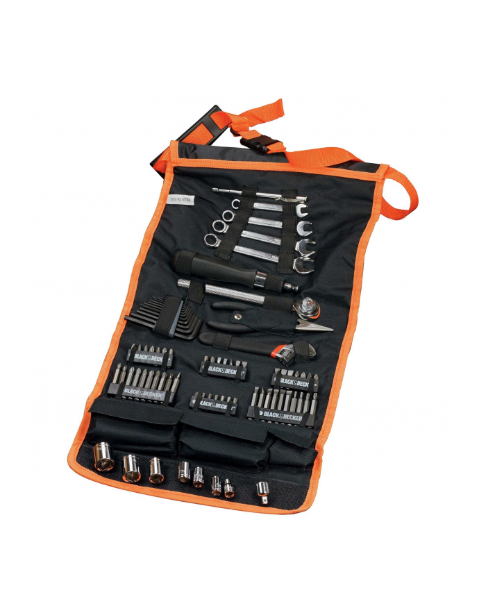 BLACK+D-ECKER Mechanic Set with Roll Bag 76 Piece Tool Set (Black/Orange) główny