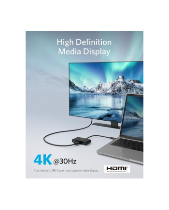 anker USB-C Hub 3w1 4K HDMI szary