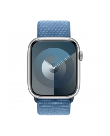 Apple Watch Series 9, Smartwatch (silver/blue, aluminum, 45 mm, Sport Loop, Cellular)
