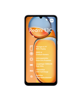 Xiaomi Redmi 13C - 6.74 - 128GB, mobile phone (Midnight Black, System Android 13, Dual SIM)