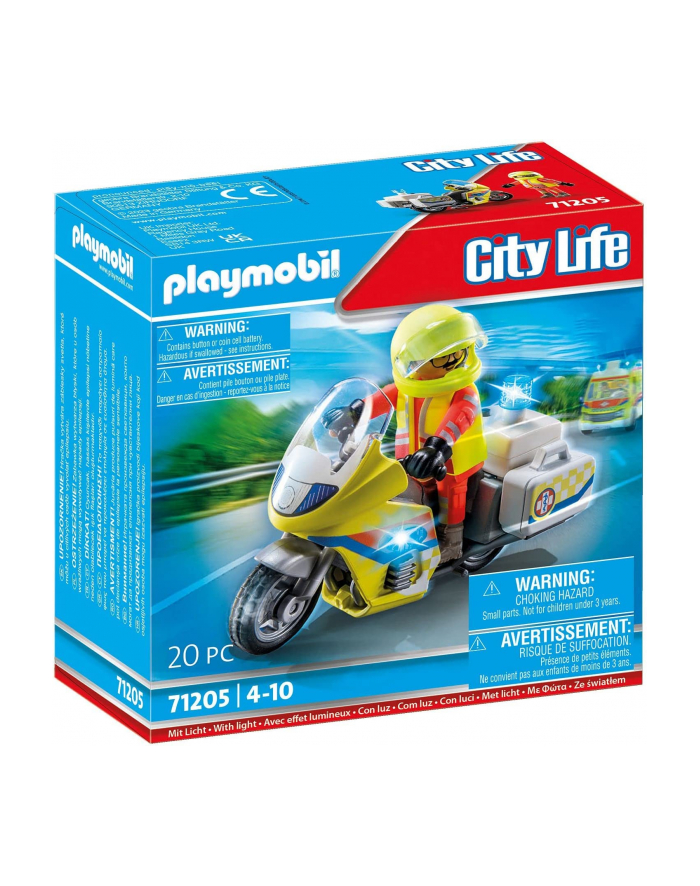 PLAYMOBIL 71205 Emergency Doctor's Motorcycle with Flashing Light Construction Toy główny