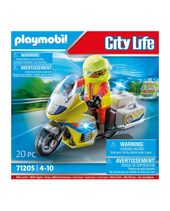 PLAYMOBIL 71205 Emergency Doctor's Motorcycle with Flashing Light Construction Toy