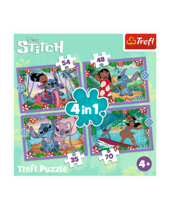 Puzzle 4w1 Szalony dzień Lilo 'amp; Stitch. 34633 Trefl
