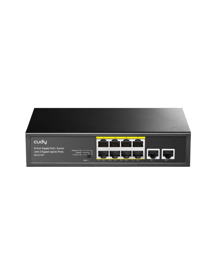 Switch niezarządzalny Cudy GS1010P 8x10/100/1000Mbps PoE+ 120W, 2x10/100/1000Mbps Uplink główny