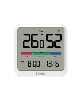 Stacja pogody SAVIO CT-01/W bezprzewodowa, czujnik temperatury i wilgotności, LCD, do użytku wewnętrznego, uchwyt z magnesem