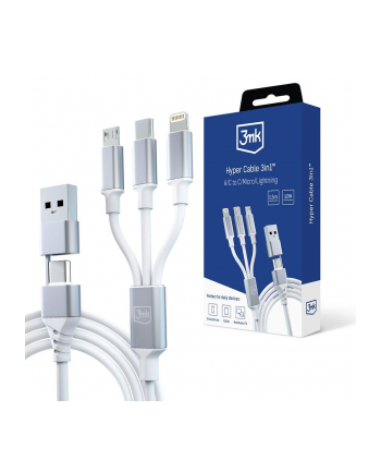 3mk pczerwonyection Kabel 3in1 A/C to C/Micro/Lightning - 3mk Hyper Cable 3in1 A/C to C/Micro/Lightning 1.5m Biały