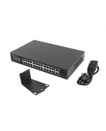 Switch niezarządzalny Lanberg 24x 100Mb PoE+/2x Combo Rack 19'' Gigabit Ethernet 250W