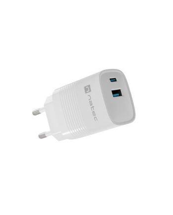 Ładowarka sieciowa Natec Ribera Gan 1x USB-A + 1x USB-C 30W biała