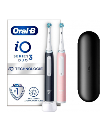 Braun Oral-B iO Series 3N Duo, electric toothbrush (Kolor: CZARNY/pink, matt Kolor: CZARNY//blush pink incl. 2nd handpiece)