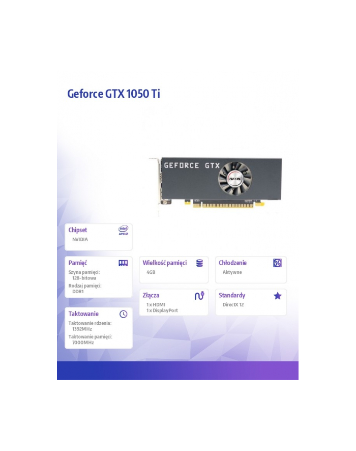 afox Karta graficzna - Geforce GTX 1050 Ti 4GB GDDR5 128Bit HDMI DP główny