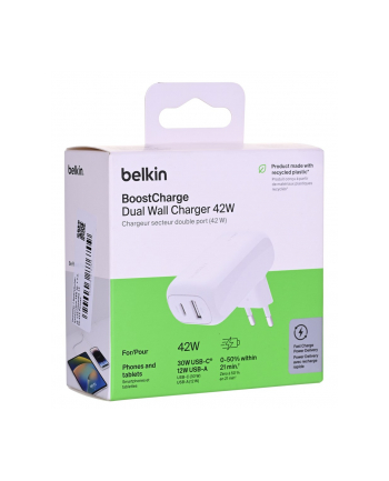 belkin Ładowarka sieciowa BoostCharge 42W USB-C 3 0W USB-A 12W biała