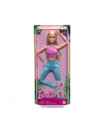 Mattel Barbie Made to Move with pink sports top and blue yoga pants doll