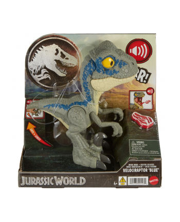 Mattel Jurassic World Mega Roar Velociraptor Blue, toy figure