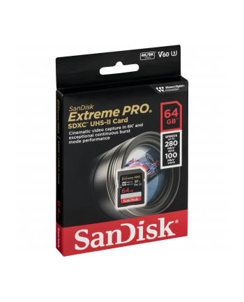 SANDISK SDSDXEP-064G-GN4IN KARTA SANDISK EXTREME PRO SDXC 64GB - 280/100 MB/s V60 UHS-II nr 1