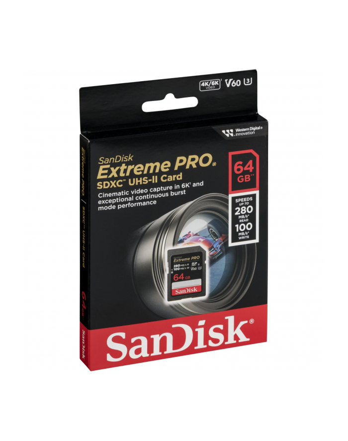 SANDISK SDSDXEP-064G-GN4IN KARTA SANDISK EXTREME PRO SDXC 64GB - 280/100 MB/s V60 UHS-II główny