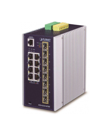Planet Ip30 Industrial L3 8 Port Zarządzany Gigabit Ethernet (10 100 1000) Niebieski Biały (Igs63258T8S)