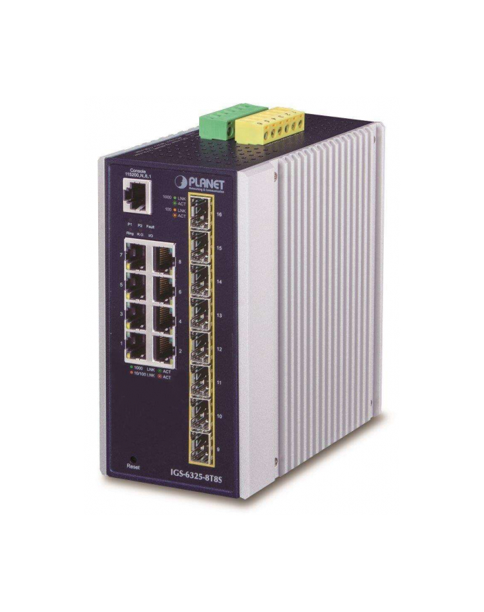 Planet Ip30 Industrial L3 8 Port Zarządzany Gigabit Ethernet (10 100 1000) Niebieski Biały (Igs63258T8S) główny