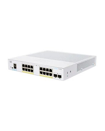 Cisco switch CBS250-16P-2G, 16xGbE RJ45, 2xSFP, fanless, PoE+, 120W (CBS25016P2GEURF)