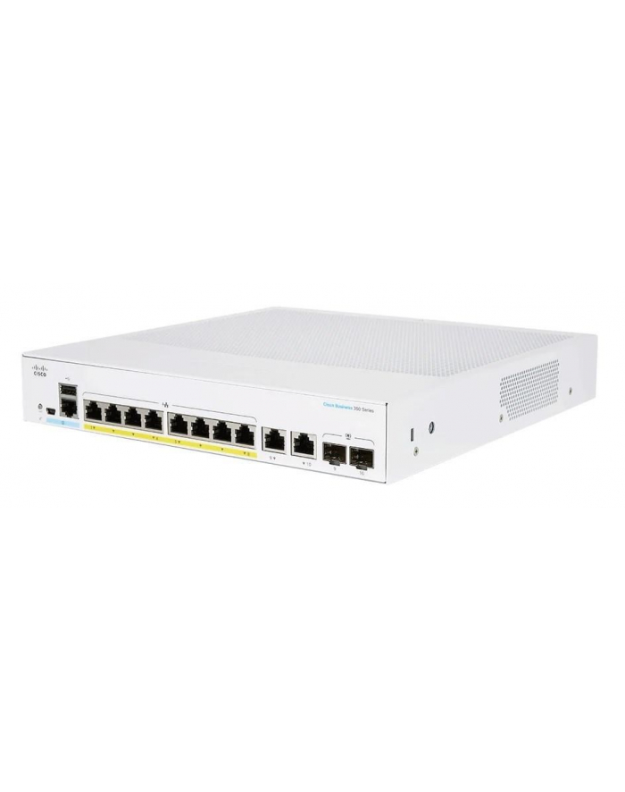 Cisco switch CBS350-8P-2G, 8xGbE RJ45, 2xGbE RJ45/SFP, fanless, PoE+, 67W (CBS3508P2GEURF) główny