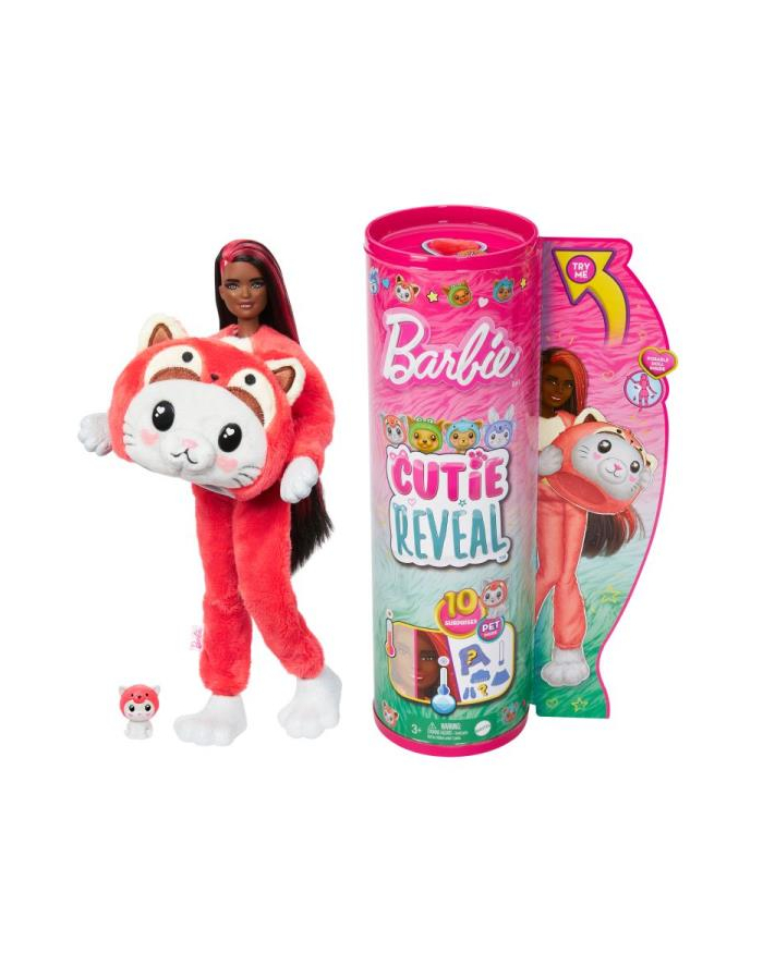 Barbie Lalka Cutie Reveal Kotek-Panda czerwona HRK23 MATTEL główny