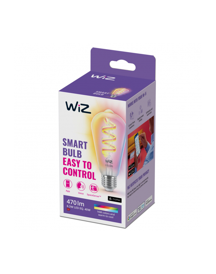 WiZ Żarówka filament ST64 6,3 W (40 W), kolorowe światło (929003267301) główny